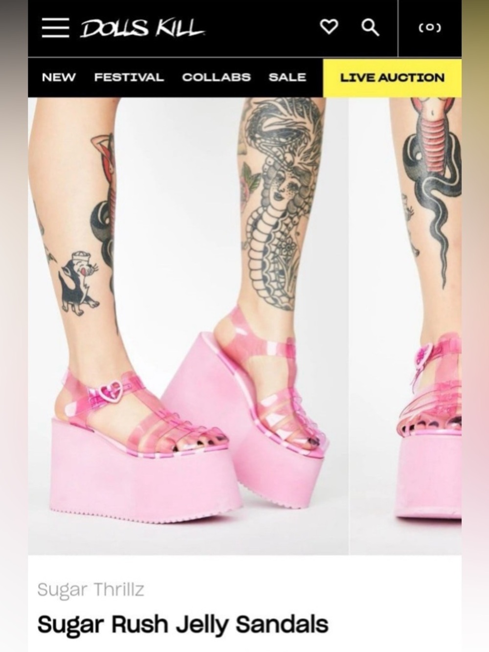 Sugar Thrillz Pink Heart-Buckle Platform Jelly Sandals - Picture 9 of 10